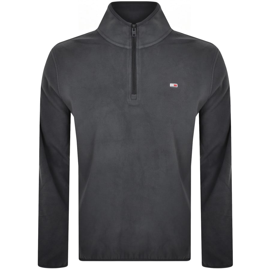 Tommy Jeans Quarter Zip Badge Fleece Grey Mainline Menswear